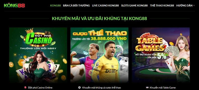 So với Mu88 thì Kong88 cung cấp đa dạng khuyến mãi hơn