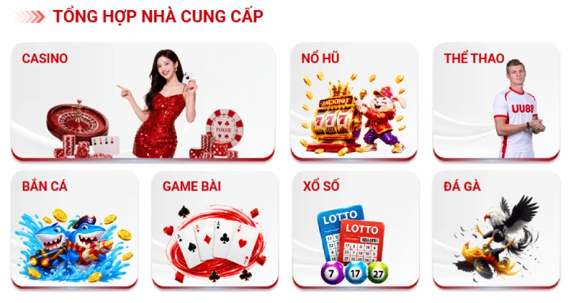 Nhiều nhà cung cấp hàng đầu thế giới tham gia vào sảnh cược của nhà cái UU88